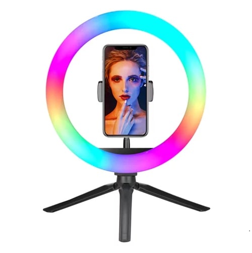 רינג לייט 8 אינץ' (20 ס"מ) RGB עם מיני חצובה 